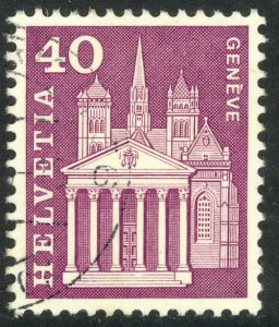 SWITZERLAND 1963-76 40c CATHEDRAL GENEVA Pictorial Sc 389a VFU