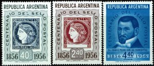 Argentina #651-53  MNH - Argentine Stamps Centenary (1956)