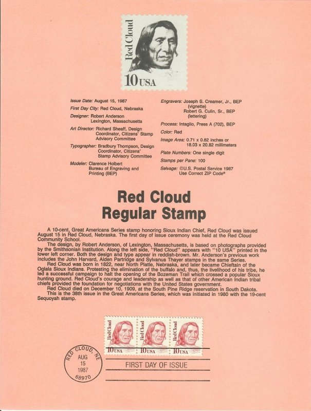 US SP717 Red Cloud Souvenir Page #2175