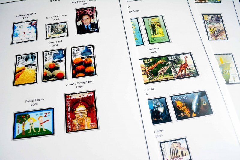 COLOR PRINTED ISRAEL 2000-2010 STAMP ALBUM PAGES (68 illustrated pages)