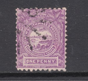 New South Wales Sc 77 used. 1888 1p violet View of Sydney, flaw through O