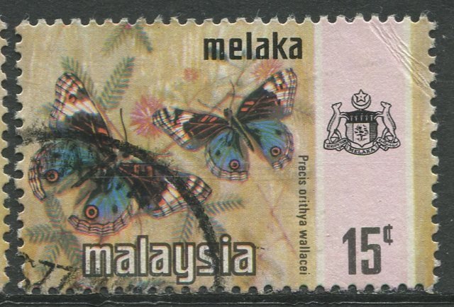 STAMP STATION PERTH Malacca #79 Butterfly Type State Crest Used  1971