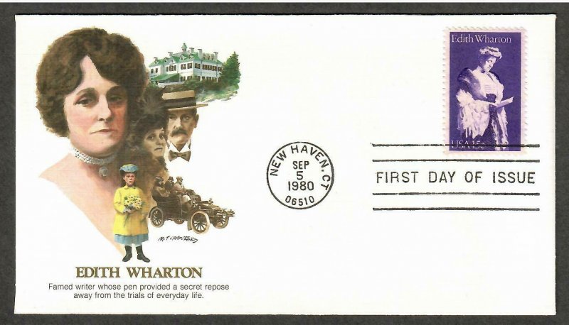 US # 1832 , Novelist Edith Wharton , Fleetwood FDC - I Combine S/H