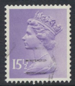 GB  Machin 15½p X907 2  Phosphor bands  Used  SC#  MH93  see scan and details