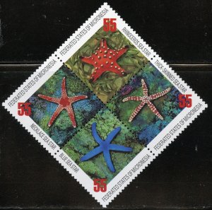 Micronesia Scott 240 MNHOG Block of 4 - 1996 Sea Stars Set - SCV $4.50