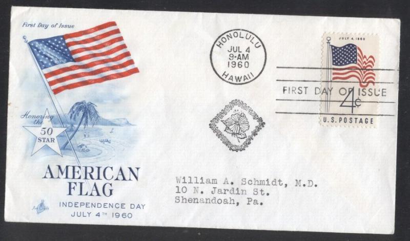 United States 1960 New American Flag FDC K.586