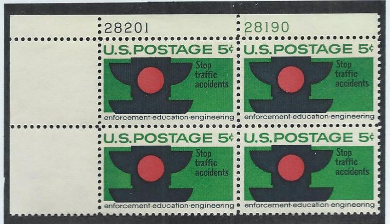 UNITED STATES SC# 1272 PL#28201+28190 UL B/4 FVF/OG 1965