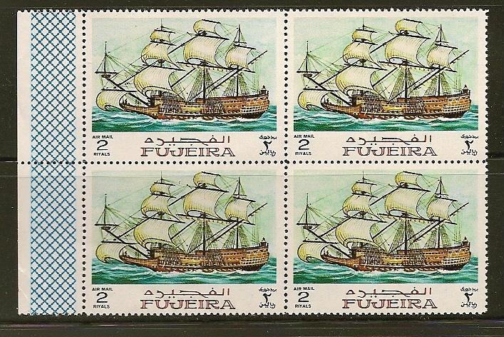 Fujeira MNH Sailing Ship Block of 4