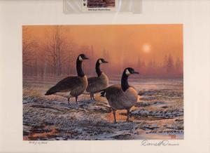 OREGON #5 1988 STATE DUCK STAMP PRINT CANADA GEESE by Darrell Davis