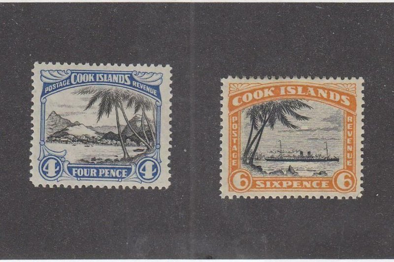 COOK ISLANDS (MK6547) # 88-89 VF-1MNH/1H 4,6p 1932 AVARUA HARBOR/MONOWAI  CV $17