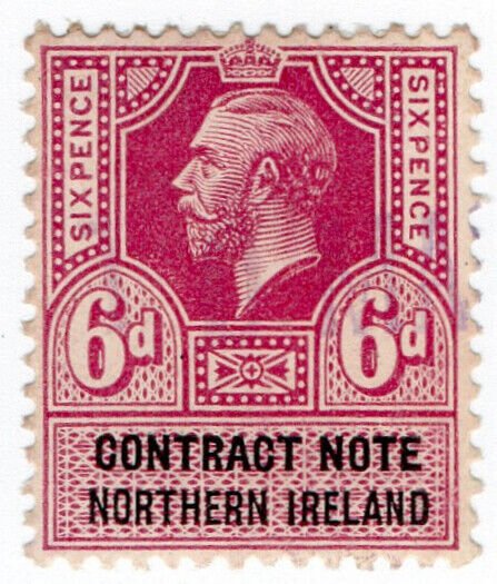 (I.B) George V Revenue : Contract Note (Northern Ireland) 6d