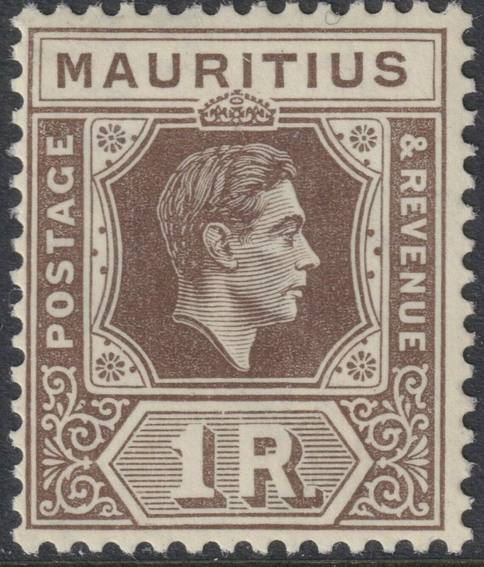 Sc# 219 British Mauritius 1943 KGVI King George VI 1R issue MLMH CV $11.50
