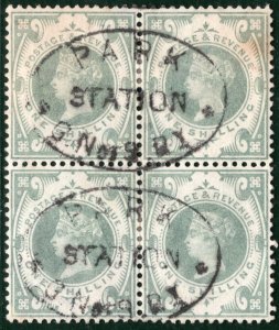 GB Scotland GNSR RAILWAY QV SG.211 1s Green Block{4} *PARK STATION* Oval BRRED78