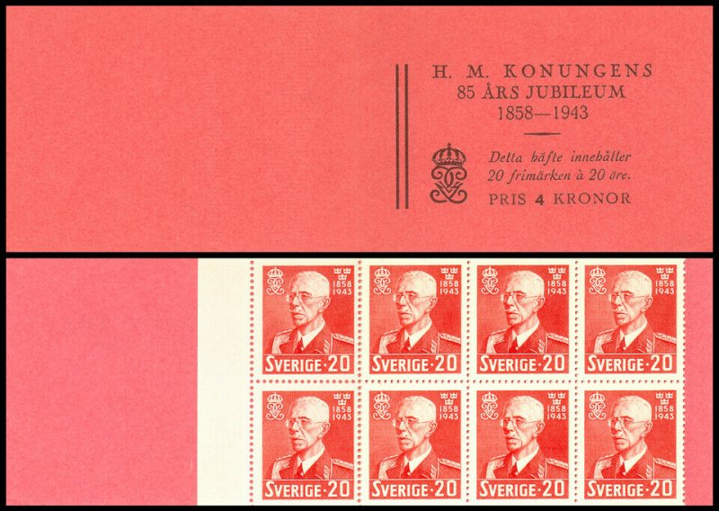 H65 Sweden 1983 King Gustaf V MNH booklet Scott #341a C/V $160.00