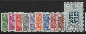 ST.LUCIA SG146/55 1949 DEFINITIVE SET TO 24c MTD MINT