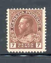 Canada Sc 114 1924  7c red brown G V Admiral stamp mint