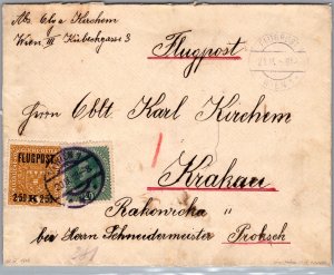 1918 Vienna Austria Handstamp FFC First Flight Cover To Krakow Poland