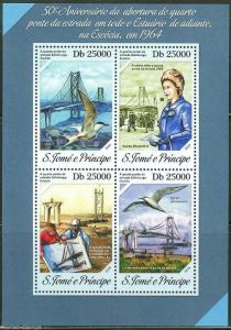 SAO TOME  2014 50th ANNIVERSARY OF 4th SCOTTLAND ESTUARY BRIDGE SHEET MINT NH