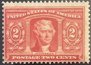 Scott #324 1904 2¢ Louisiana Purchase Thomas Jefferson MNH OG