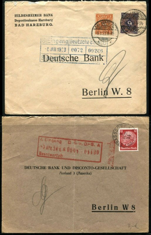 GERMANY Deutsche Bank Covers Postage Stamp Collection 1923 1934