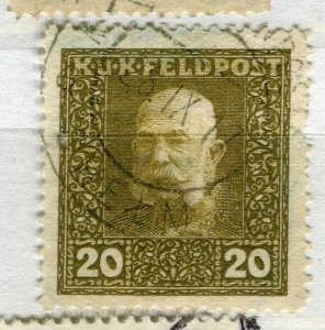 AUSTRIA; 1915-17 early F. Joseph KuK Feldpost issue used 20k. value