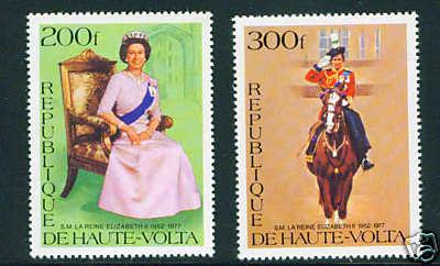 Burkina Faso Scott 436-7 MNH** QE2 Coronation 1977