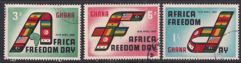 Ghana 1980 QE2 Set Africa Freedom day Used  SG 242 - 244 ( B1143 )