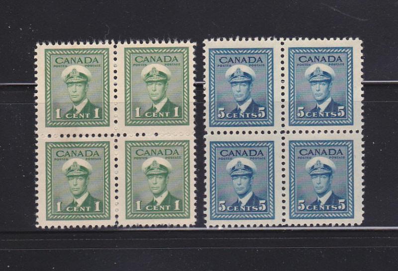 Canada 249, 255 Blocks Of 4 MNH King George VI