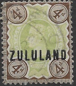 Zululand 6   1888  4d  fine used