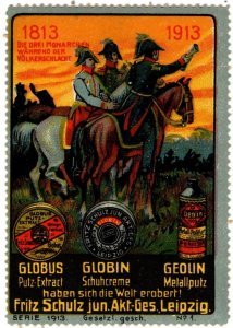 1913 Germany Poster Stamp Three Monarchs Battle Nations Globus Cleaning Extract