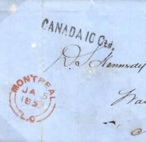 CANADA Cover Quebec Montreal USA New York *CANADA 10 Cts* Due 1853 MAL594