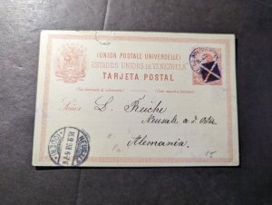 1898 Venezuela Postcard Cover Bolivar to Neusalz Germany