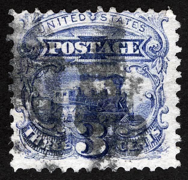 US Sc 114 Used 3¢ Ultra Cork Cancel Full Grill Impression NICE!