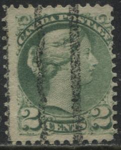 Canada 1870 2 cent green Small Queen Precancel S-36-V