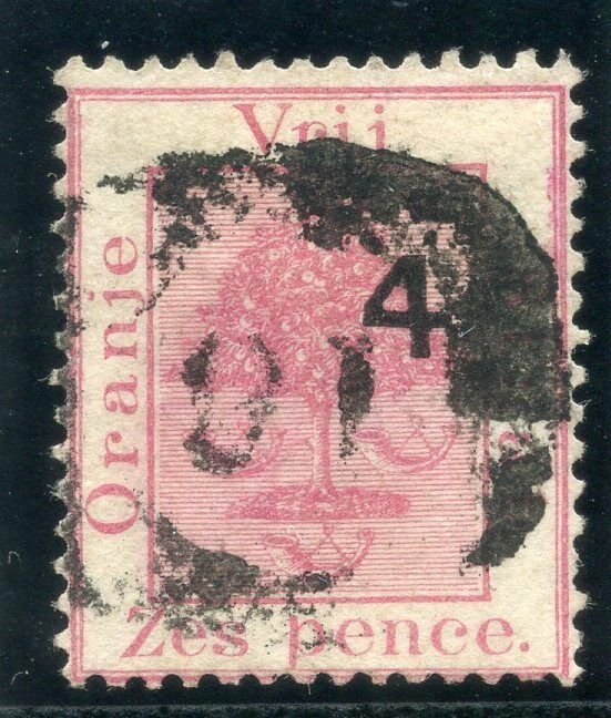 Orange Free State 1877 QV 4d on 6d rose (SG Type 2c) VFU. SG 12. Sc 15.