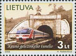 Lithuania 2005 Railway tunnel in Kaunas electric train stamp MNH