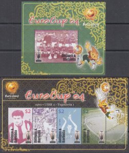 ANTIGUA & BARBUDA Sc# 2758-9 CPL SET of SHEETLET & S/S - EUROCUP 2004