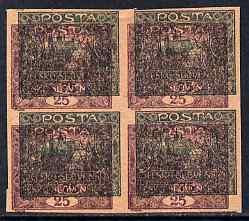 Czechoslovakia 1919 Hradcany 25h imperf proof block of 4 ...