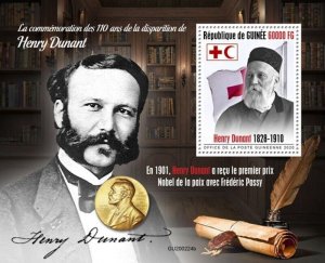 Guinea - 2020 Red Cross Founder Henry Dunant - Stamp Souvenir Sheet - GU200224b