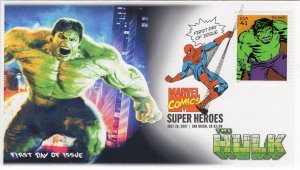 AO-4159b-1, 2007, Marvel Comics Super Heroes, FDC, Add-on Cachet, DCP, The Hulk,