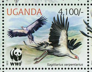 Secretary Bird Stamp WWF Sagittarius Serpentarius Sheet of 2 Sets S/S MNH #3000 