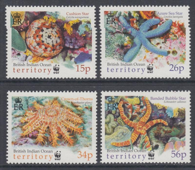 XG-BA291 BIOT - Wwf, 2001 Marine Life, Nature, Sea Stars MNH Set