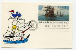 UX101 Ark and Dove, Maryland, 1634, Animated by Ellis, FDC