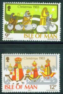 Isle of Man Scott 252-3 MNH** Christmas 1983 stamp set