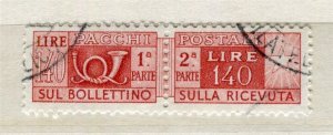 ITALY; 1950s early Parcel Post issue fine used 140L. Pair
