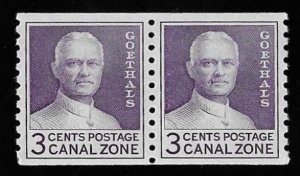 CANAL ZONE 153 3 cents General Goethals Coil Pair Stamp Mint OG NH XF