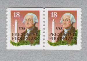 Pair18c Washington Presorted First Clas Dull Gum Variety US 2149a F-VF, MNH