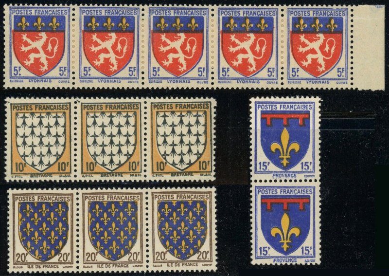 France #460-463 Coat of Arms Postage Stamps Europe 1943 Mint NH OG
