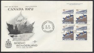 1972 Canada FDC Set of 5 Landscape Definitives Plate Blocks Rosecraft Cachets