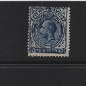 Falkland Islands 1921 SG76 2 1/2d deep blue, script watermark mounted mint